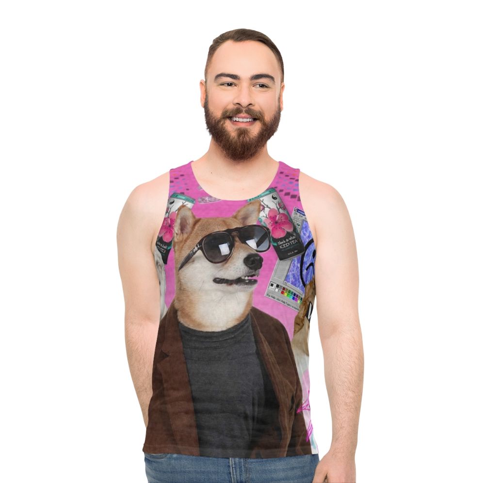 Vaporwave Dog Unisex Tank Top - men