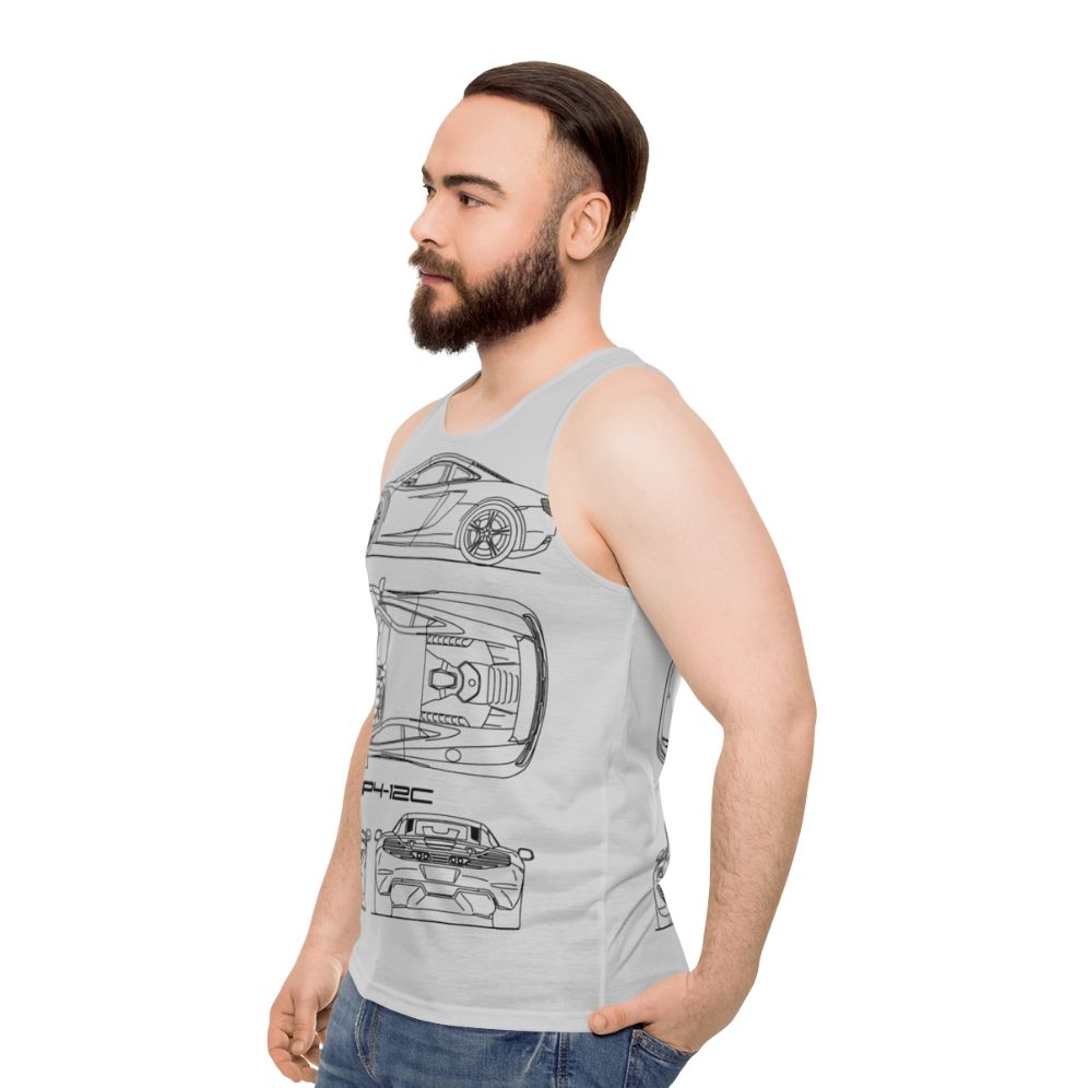 Mclaren MP4 12C Blueprint Unisex Tank Top - men side