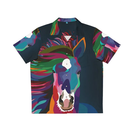 Vibrant horse running Hawaiian shirt with abstract, modern art design