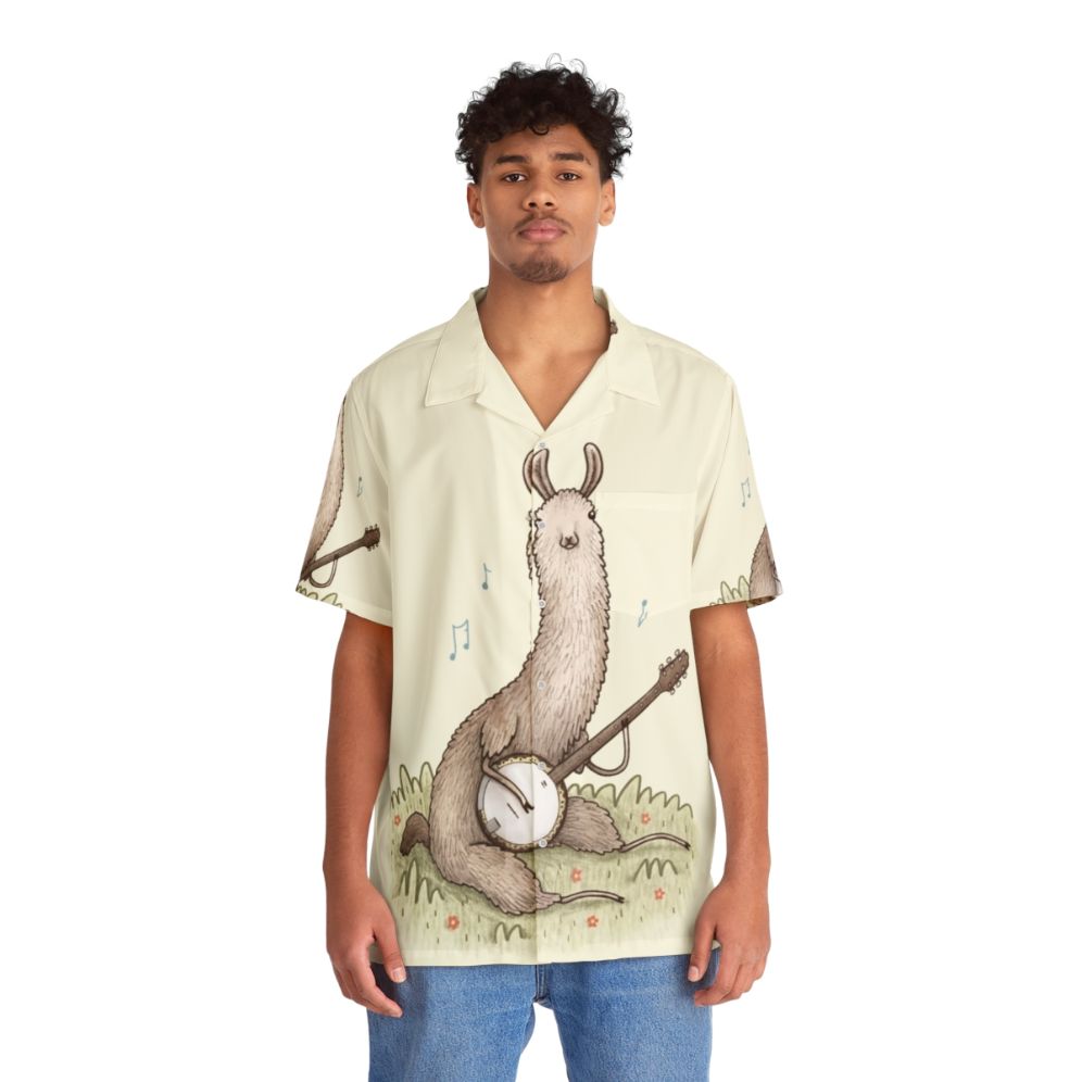 Banjo Llama Hawaiian Shirt - People Front