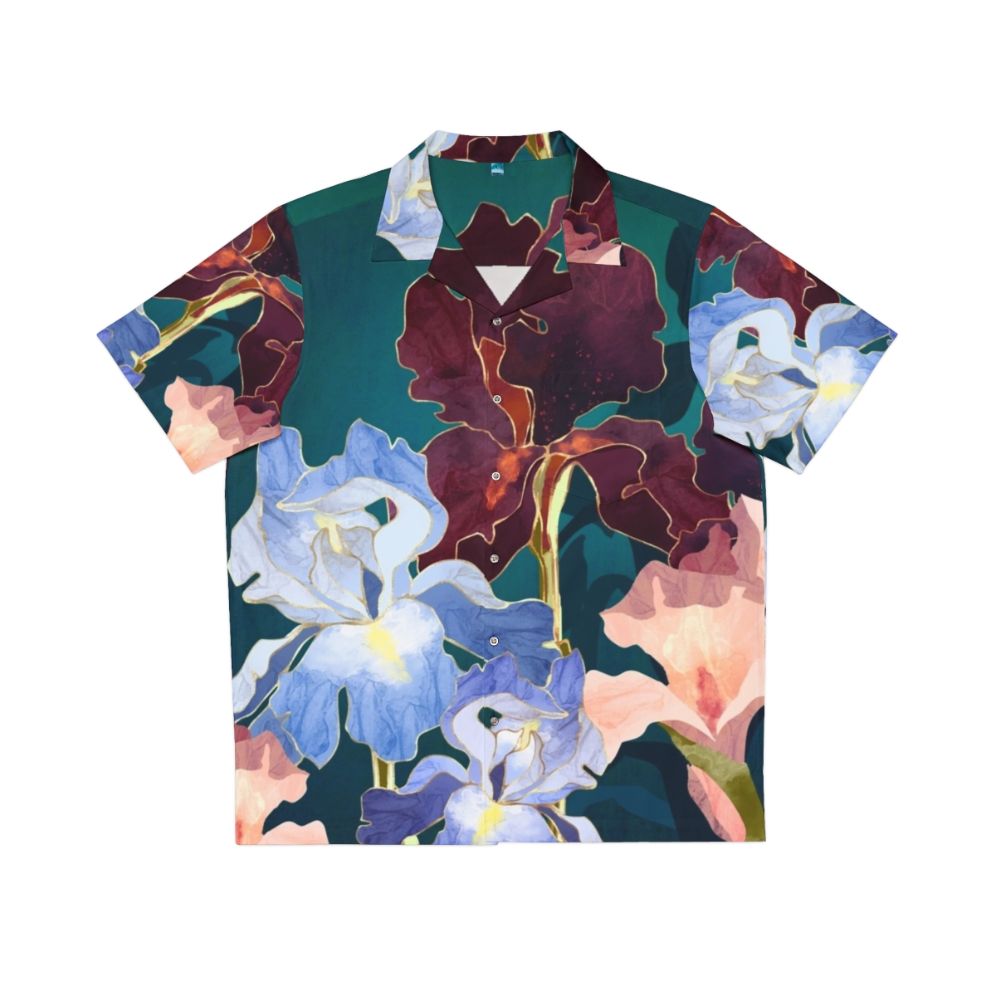 Iris abstract pattern hawaiian floral shirt