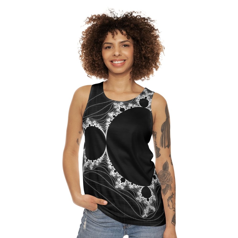 Mandelbrot fractal monochrome unisex tank top - women