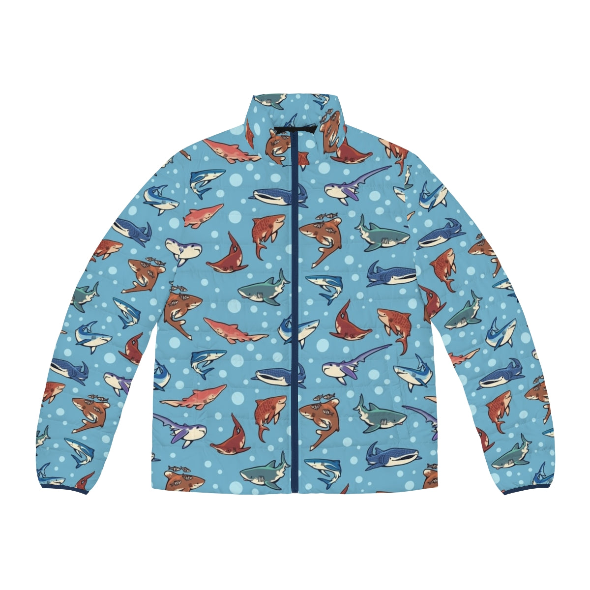 Sharks in the Light Blue Puffer Jacket - Stylish and Sustainable Outerwear