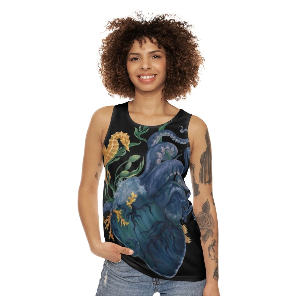 Anatomical heart ocean unisex tank top - women