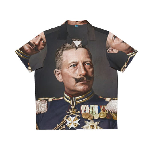 Vintage Hawaiian shirt featuring a colorized portrait of Kaiser Wilhelm II