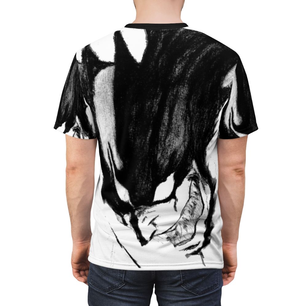 Devilman inspired black and white graphic t-shirt - men back