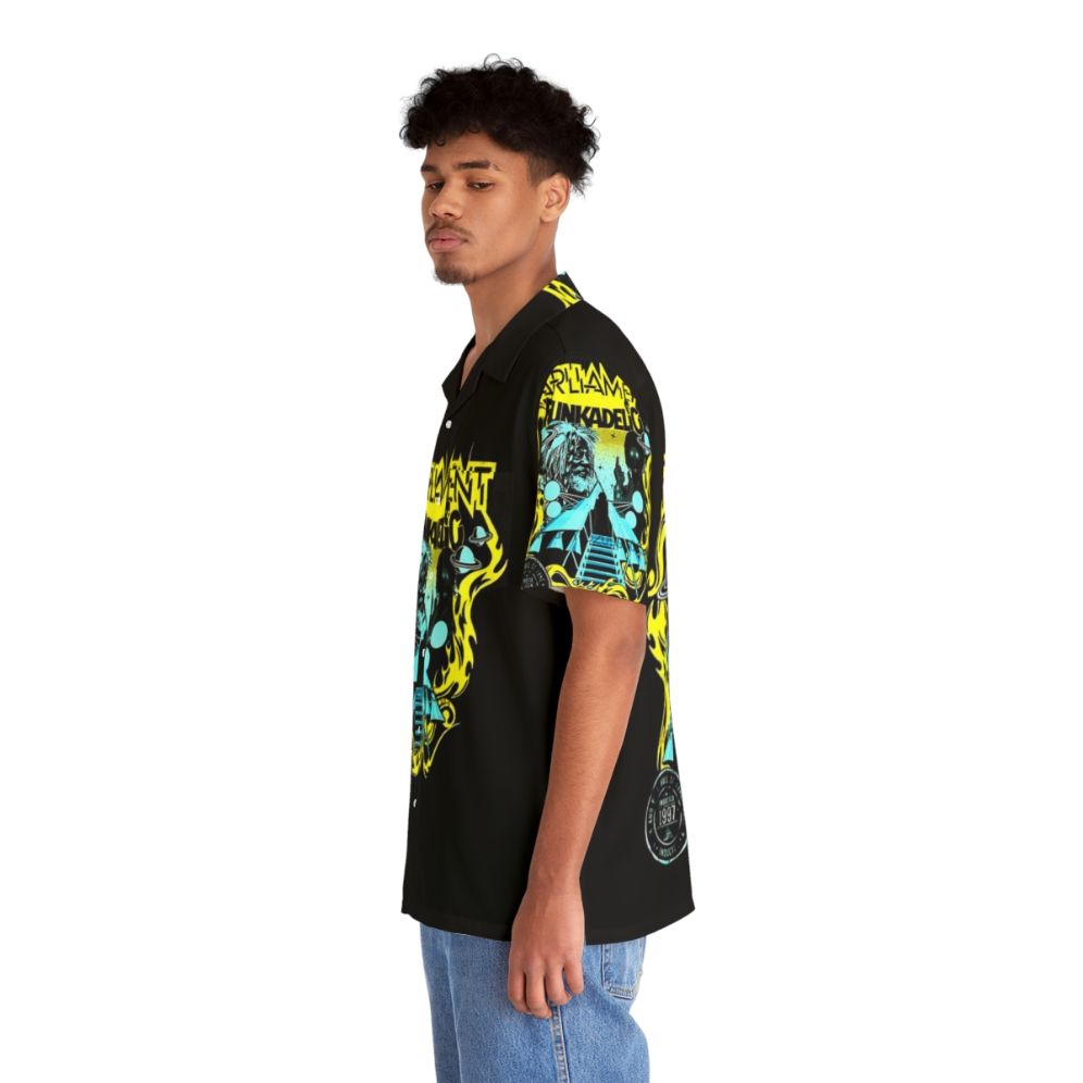 Funkadelic-inspired Hawaiian shirt with retro 70s music graphics - People Left