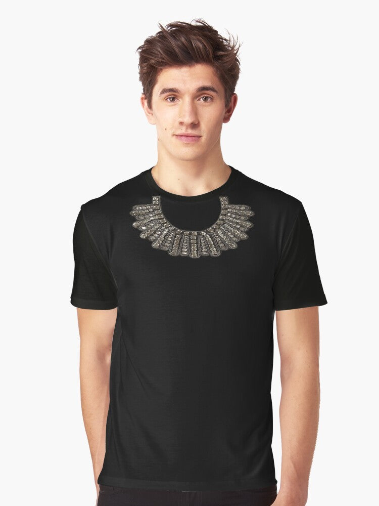 Graphic t-shirt featuring the iconic dissent collar of Ruth Bader Ginsburg, the renowned Supreme Court Justice and feminist icon. - Men