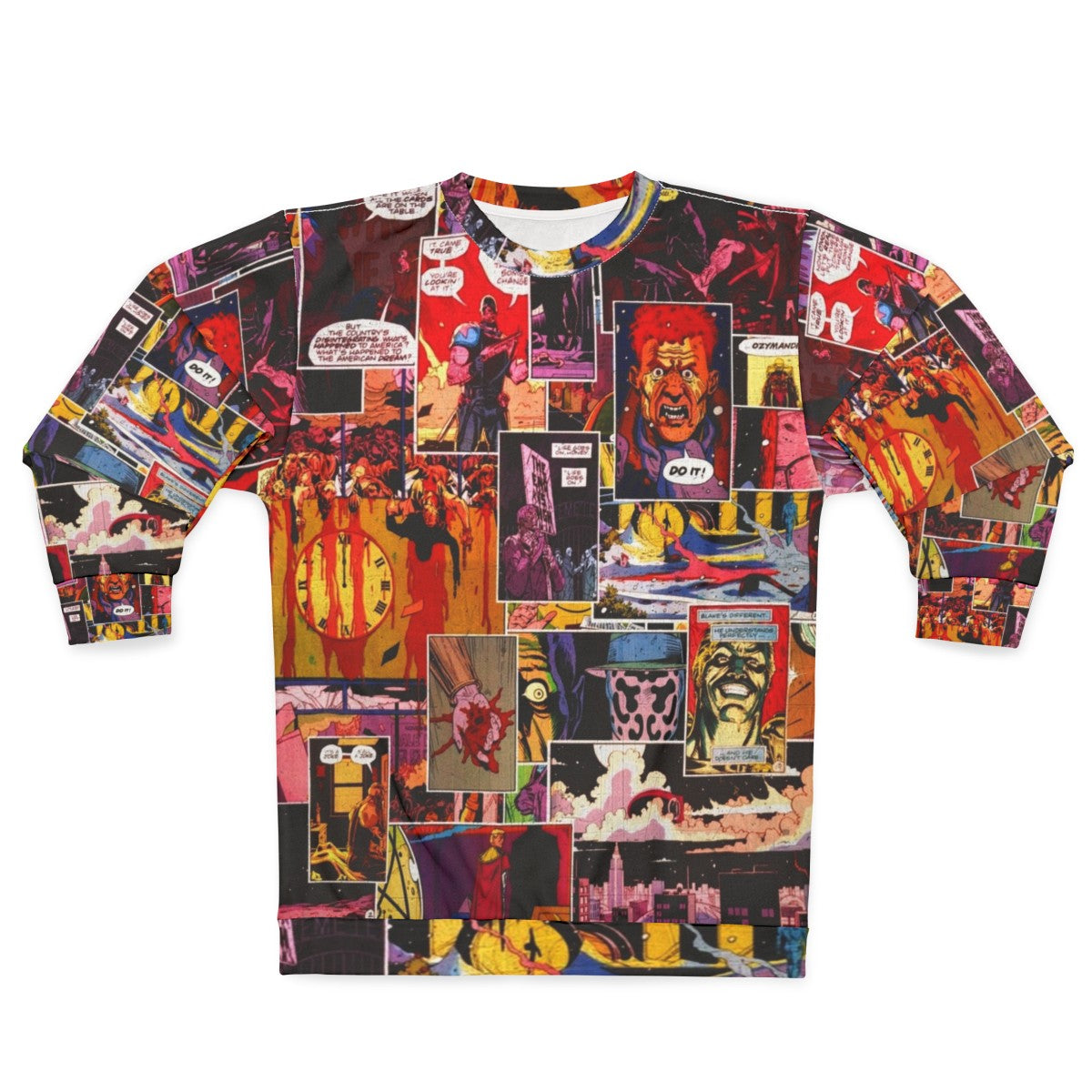 Watchmen comic book inspired sweatshirt with collage of characters