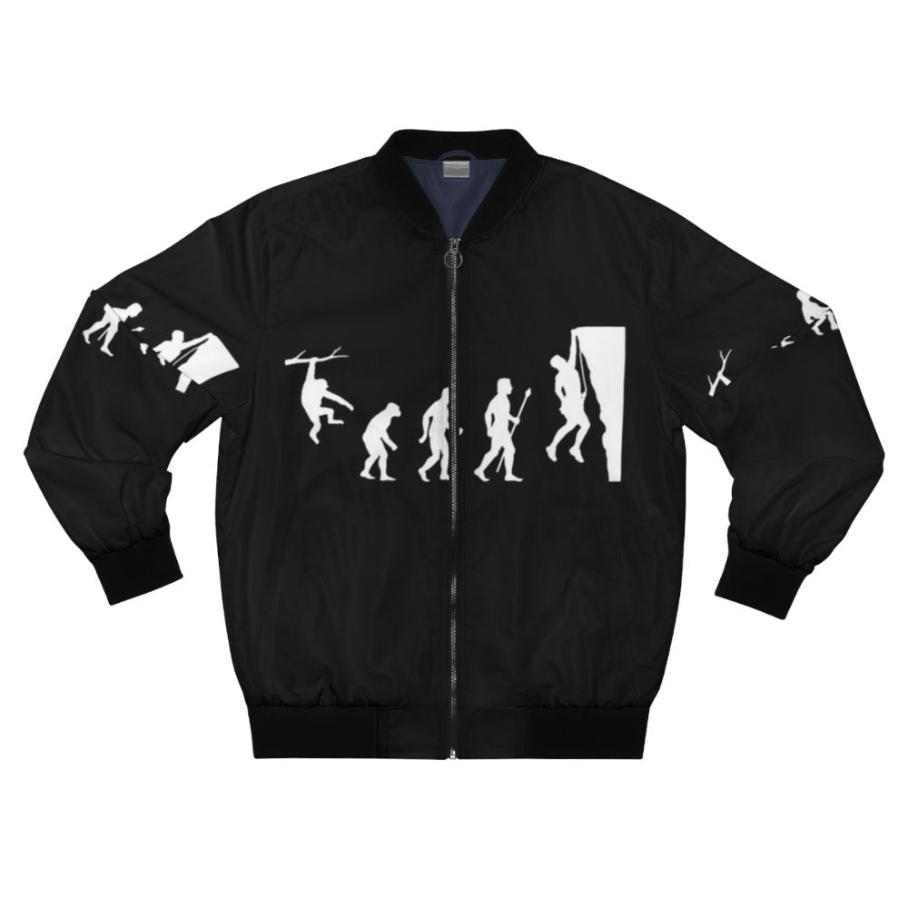 Funny rock climbing evolution bomber jacket with graphic design