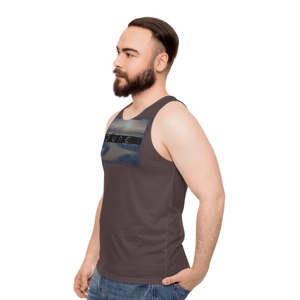 Dune inspired unisex tank top with Arrakis desert design - men side