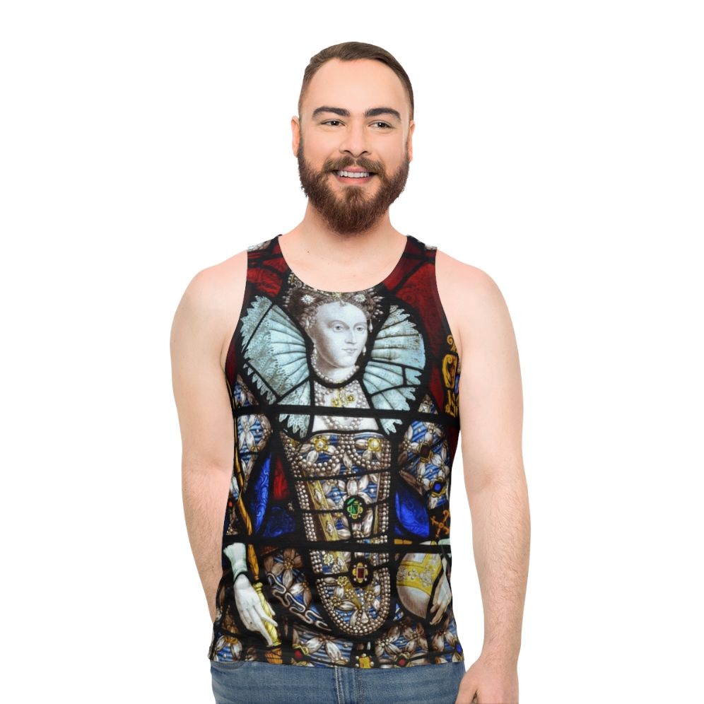 Queen Elizabeth I Stained Glass Unisex Tank Top - men