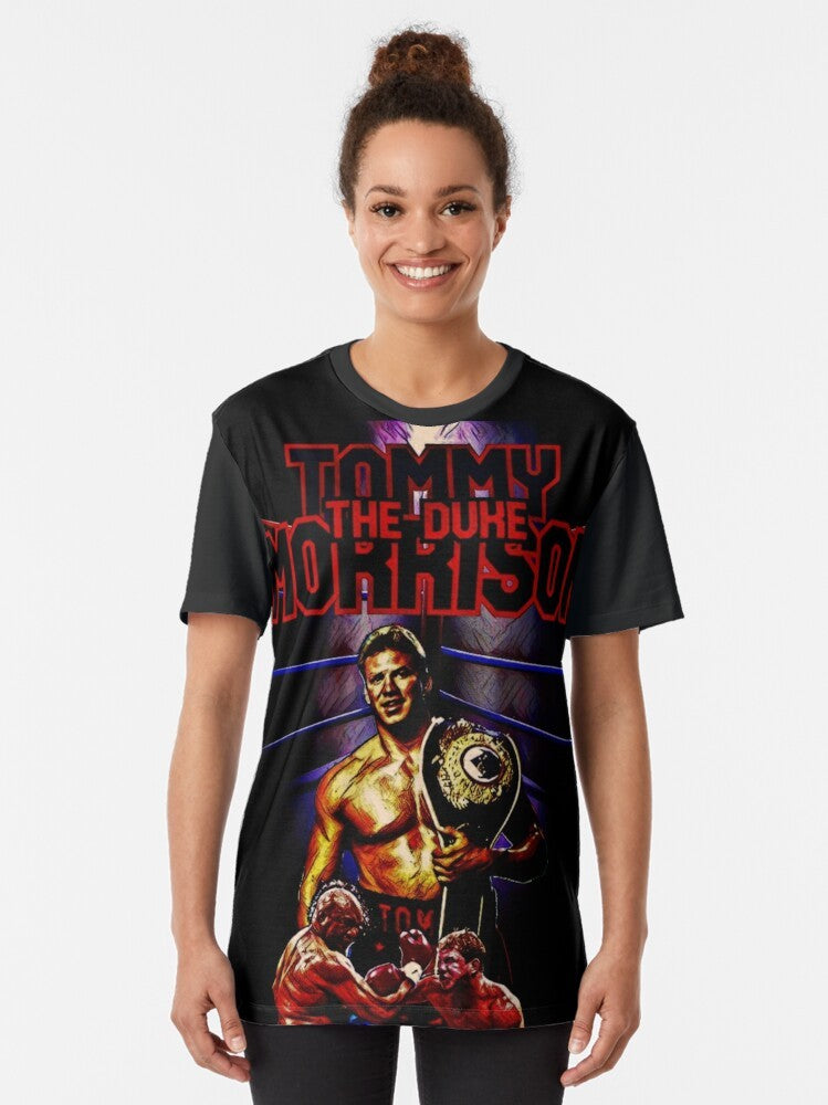 Tommy Morrison, the heavyweight boxing champion, featured on a graphic t-shirt - Women