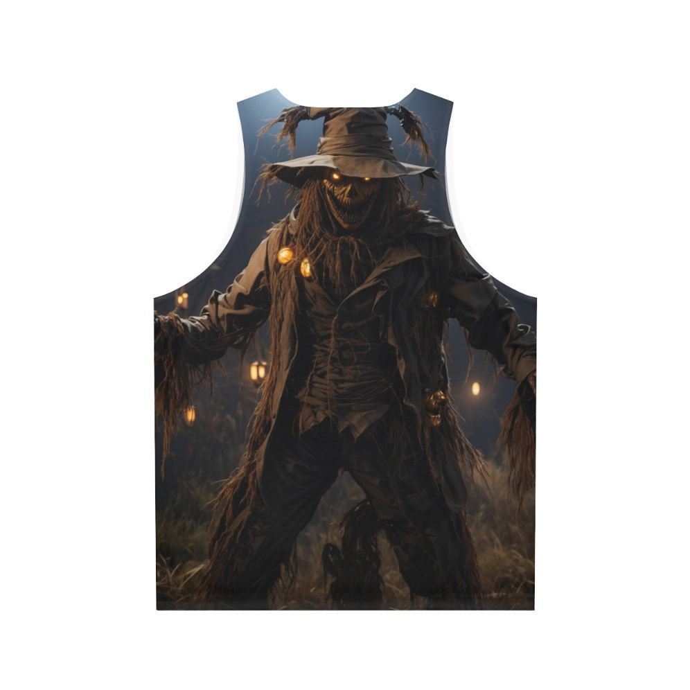 Unisex horror tank top with spooky scarecrow design - Back