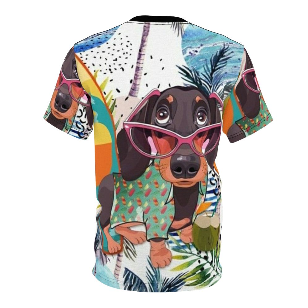 Dachshund dog in a vibrant pop art style on a t-shirt - Back