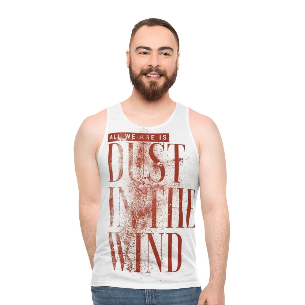 "Dust in the Wind" Unisex Tank Top featuring Kansas song lyrics typography design - men