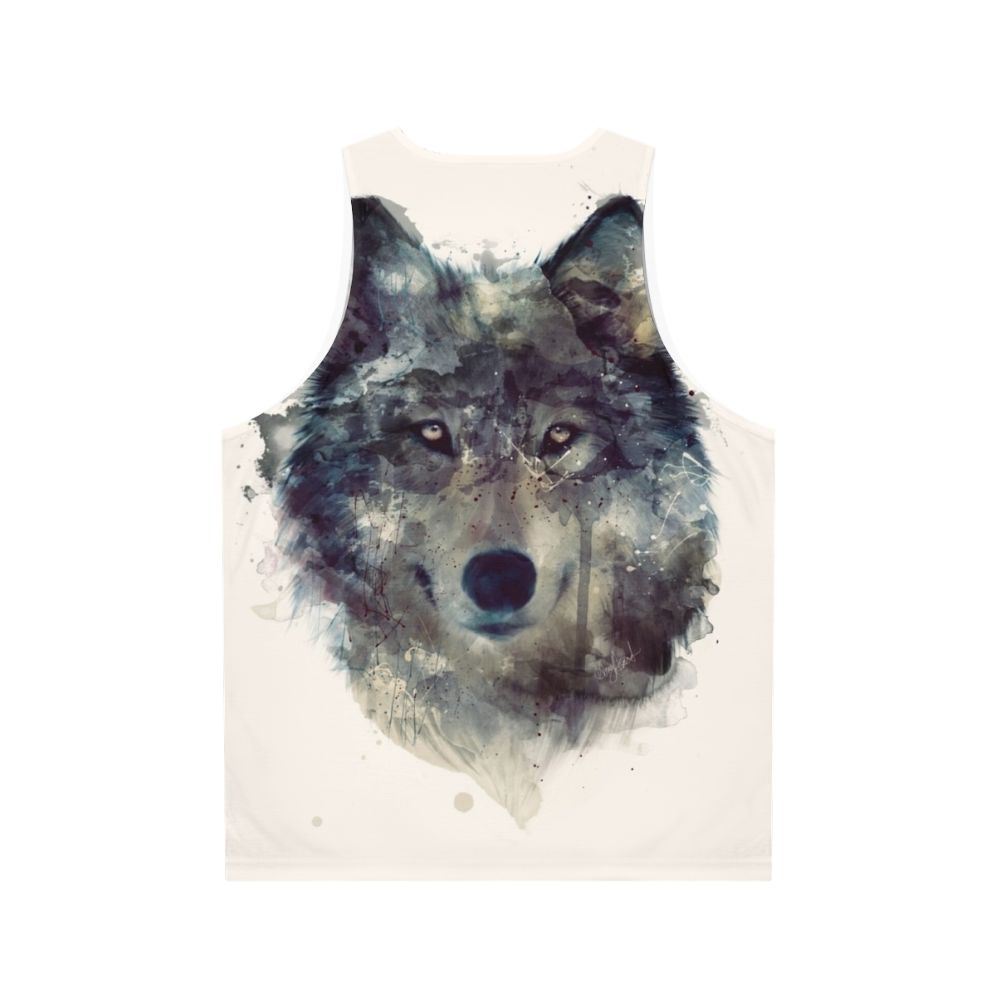 Watercolor wolf persevere unisex tank top - Back