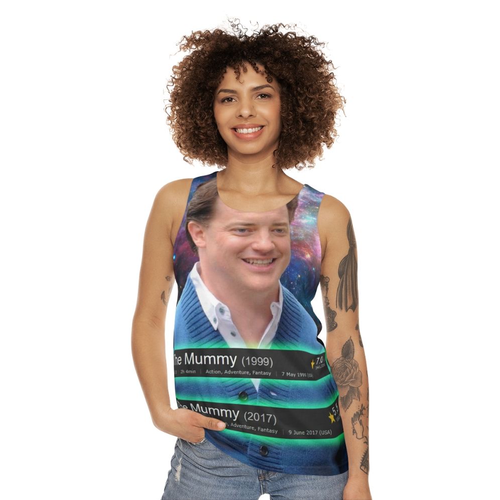 Unisex "The Mummy" inspired tank top featuring Brendan Fraser's face - women