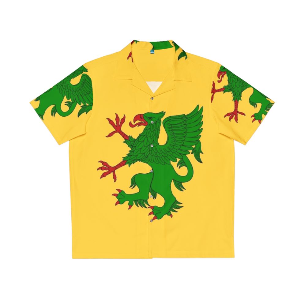 Green Griffin Hawaiian Shirt - Legendary Heraldic Beast Design