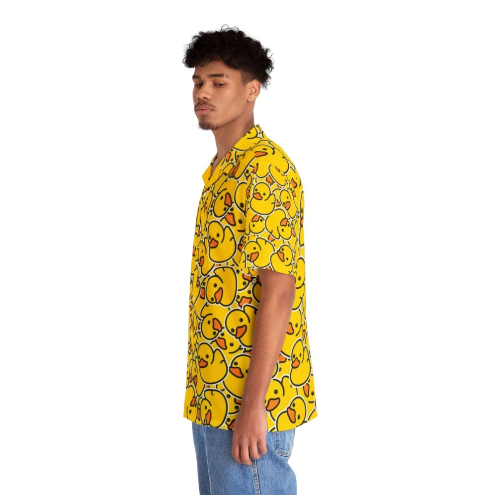 Bright yellow Hawaiian shirt with adorable rubber duck print design - People Left