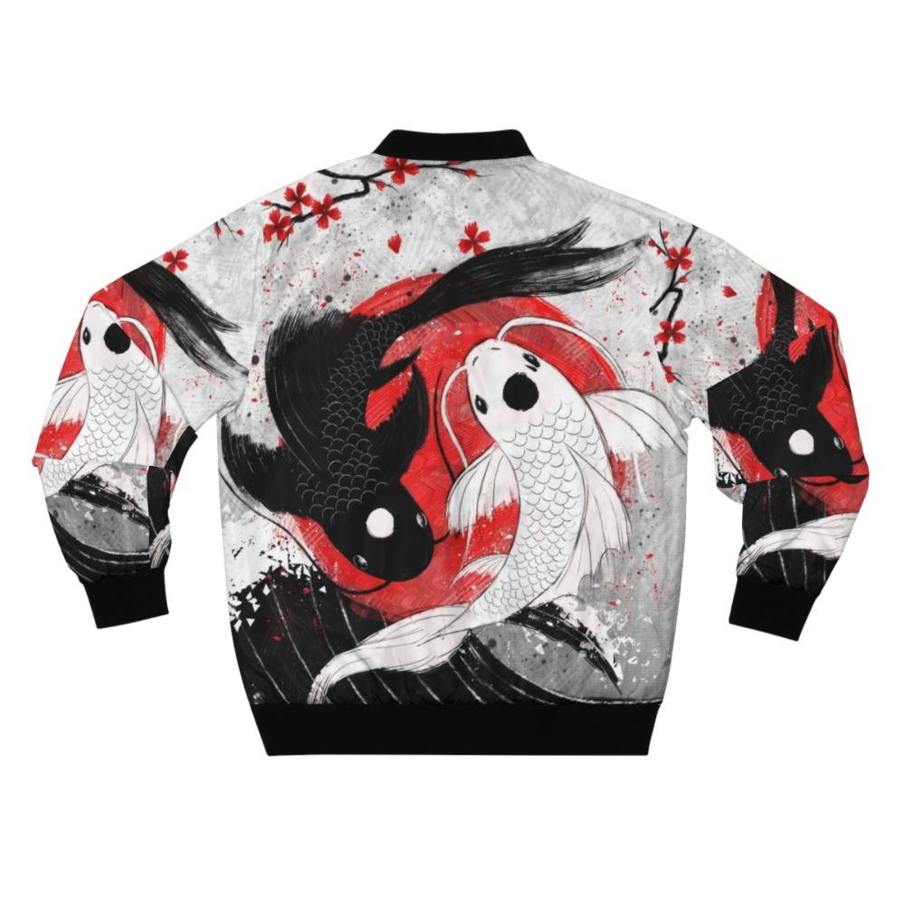 Koi fish yin yang bomber jacket with Asian-inspired design - Back