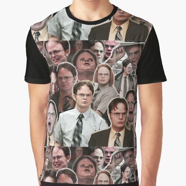 Dwight Schrute from the popular TV show "The Office" featured on a graphic t-shirt design