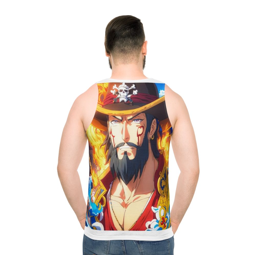 Unisex tank top with trendy graphic design - men back