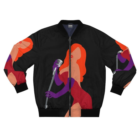 Minimalist Jessica Rabbit bomber jacket, inspired by the iconic character from "Who Framed Roger Rabbit"