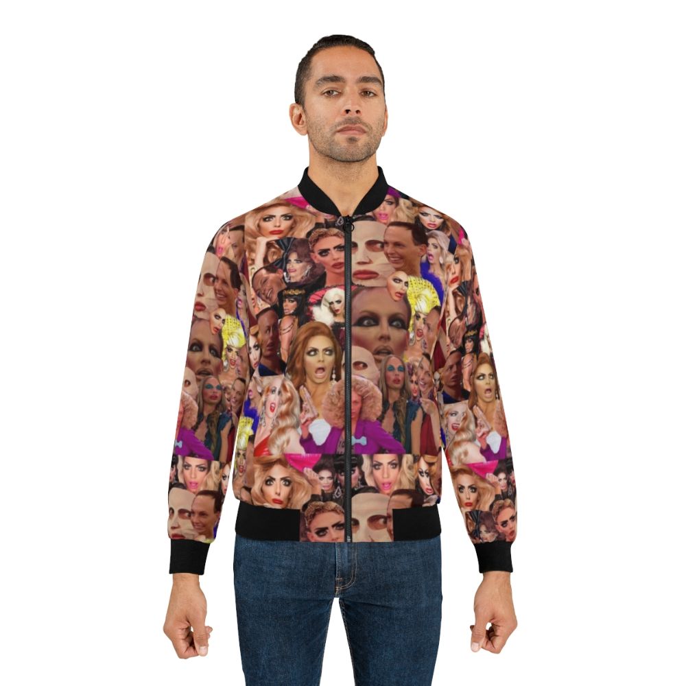 Alyssa Edwards inspired bomber jacket with a colorful collage design - Lifestyle