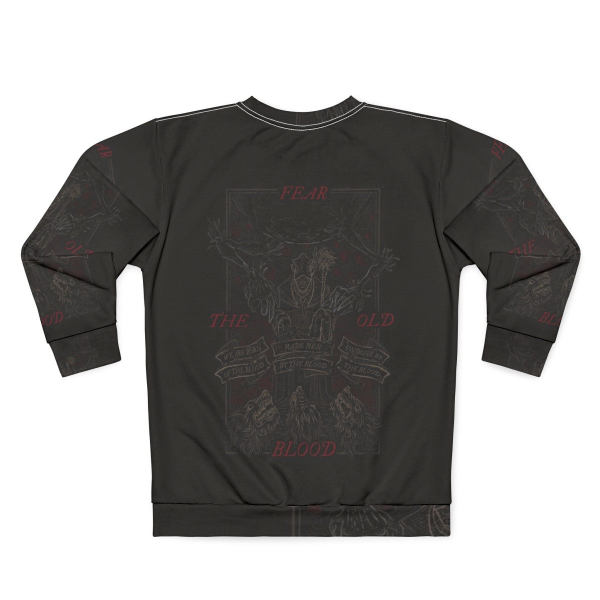 Vintage "The Old Blood" Sweatshirt with Bloodborne-inspired horror design - Back