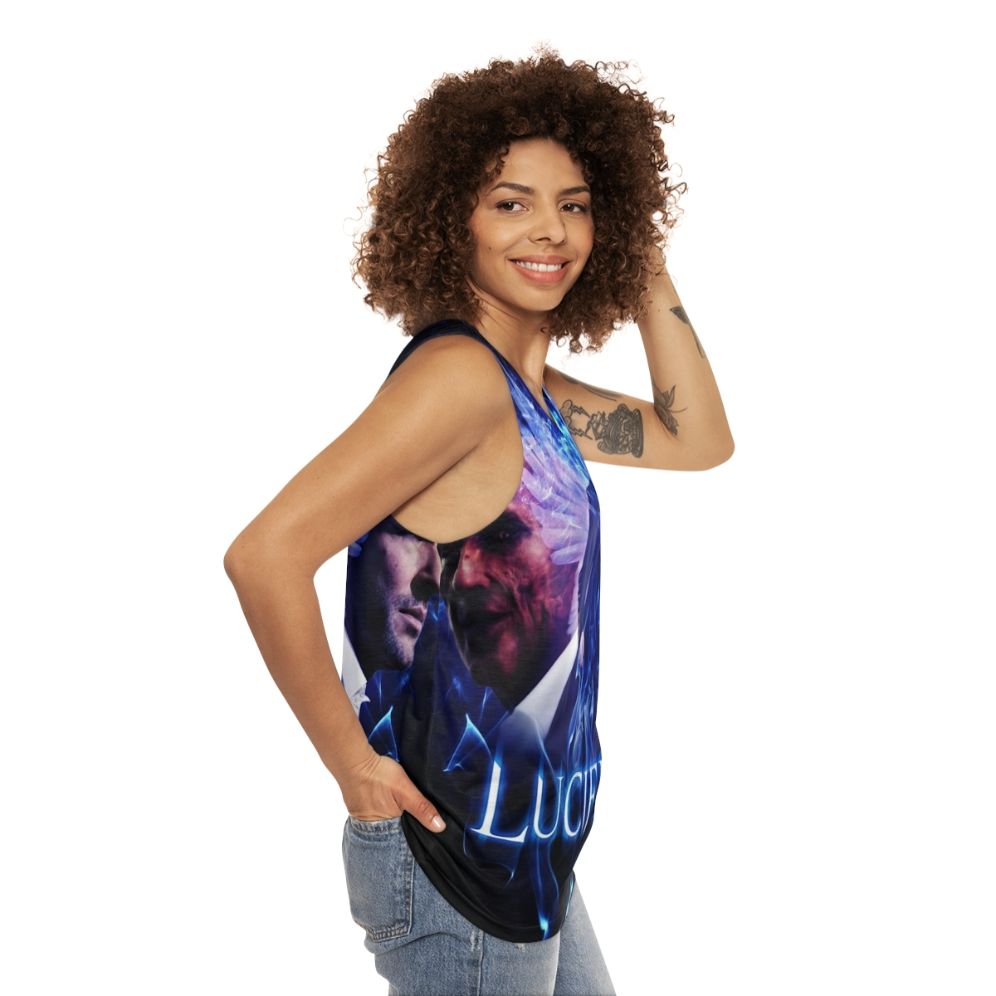 Lucifer Morningstar devil vs angel unisex tank top - women side