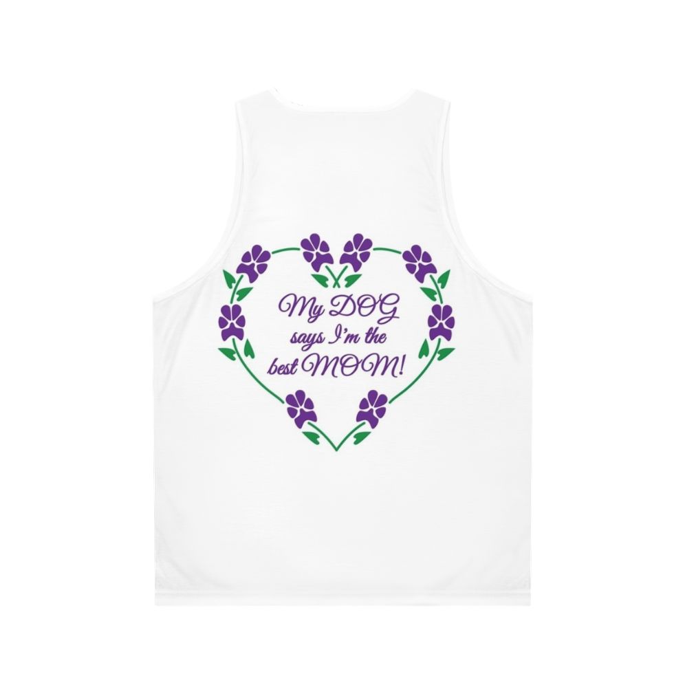 Best Dog Mom Purple Pawprint Flowers Unisex Tank Top - Back