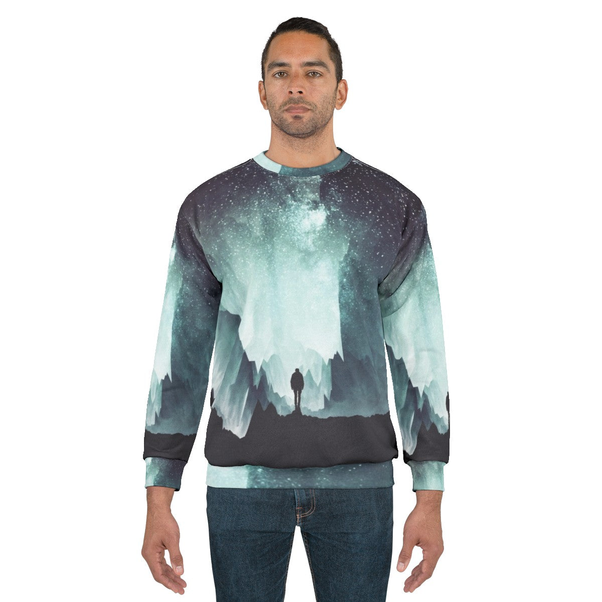 Northern Sweatshirt with Milky Way Galaxy Silhouette - men