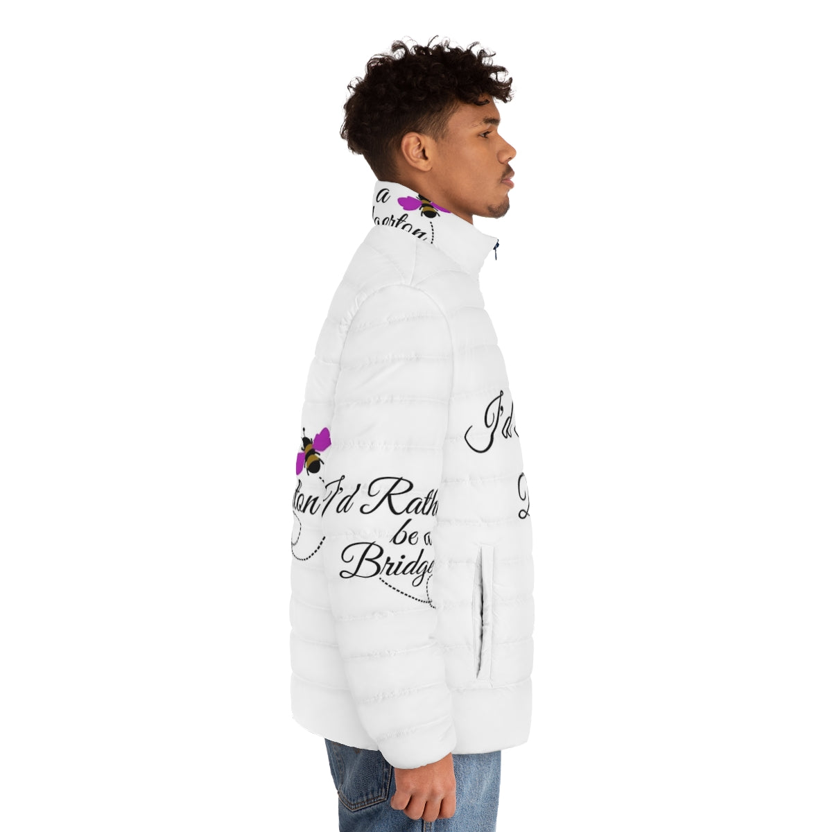 Bridgerton Puffer Jacket - Cozy Quilted Outerwear with "I'd Rather Be A Bridgerton" Quote - men side right