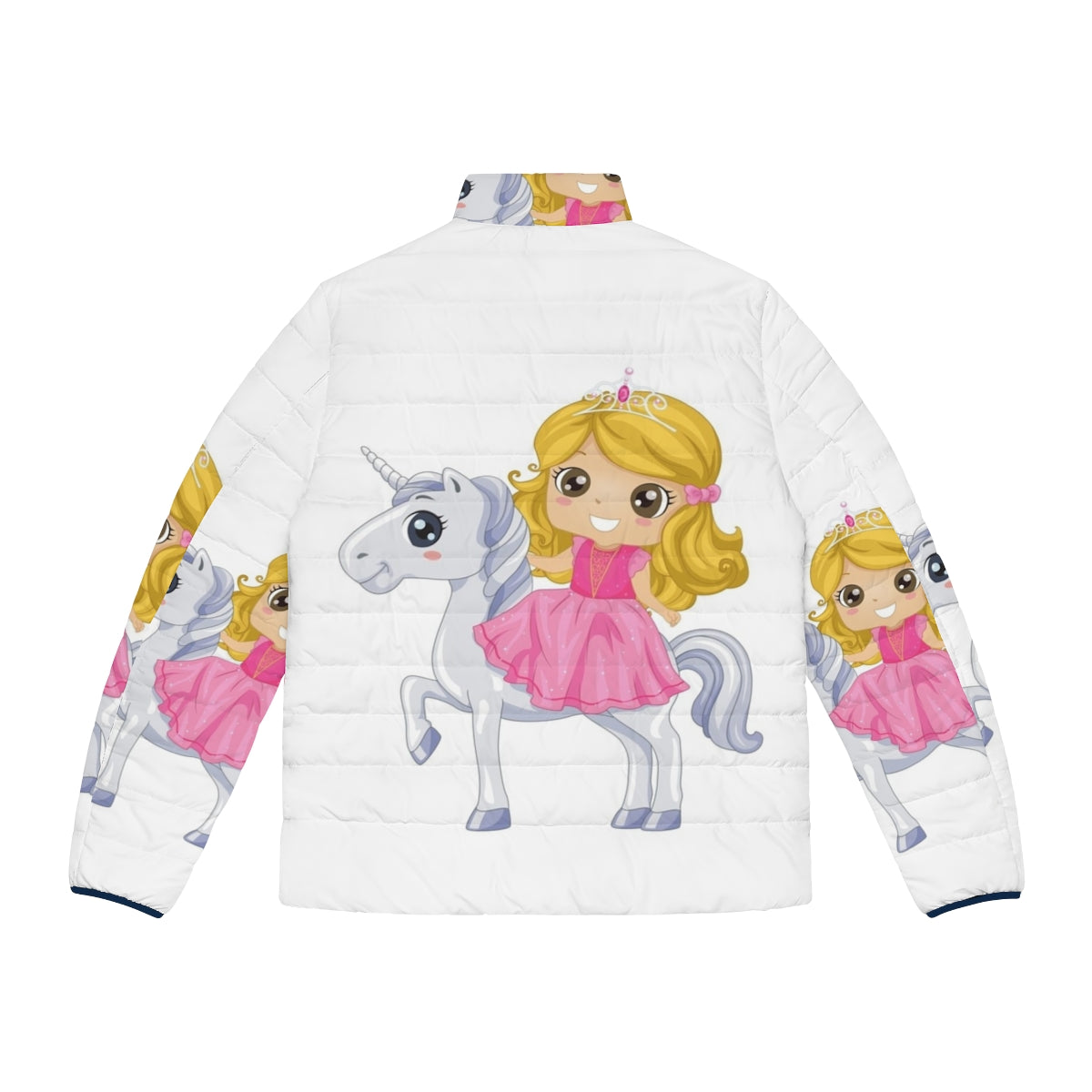 Legendary animals puffer jacket featuring a mystic dragon, unicorn, and lightning falcon - Back