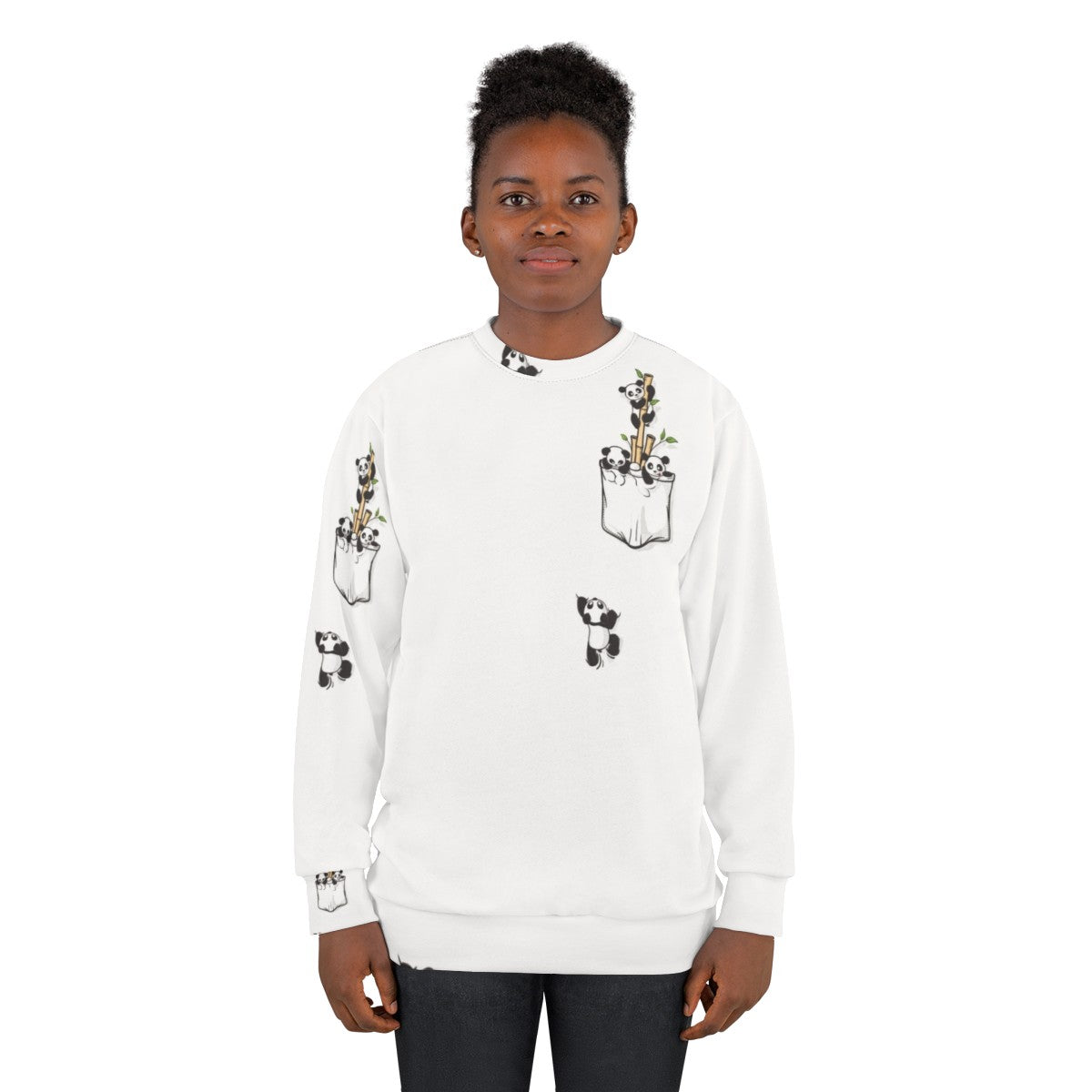 Pocket Pandas Sweatshirt featuring a cute and adorable panda design - women