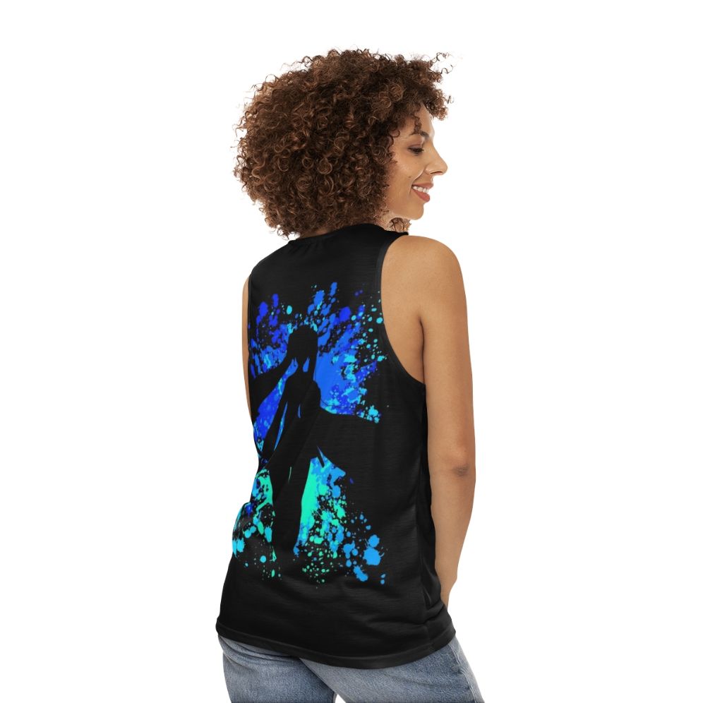 Vocaloid inspired paint splatter unisex tank top - women back