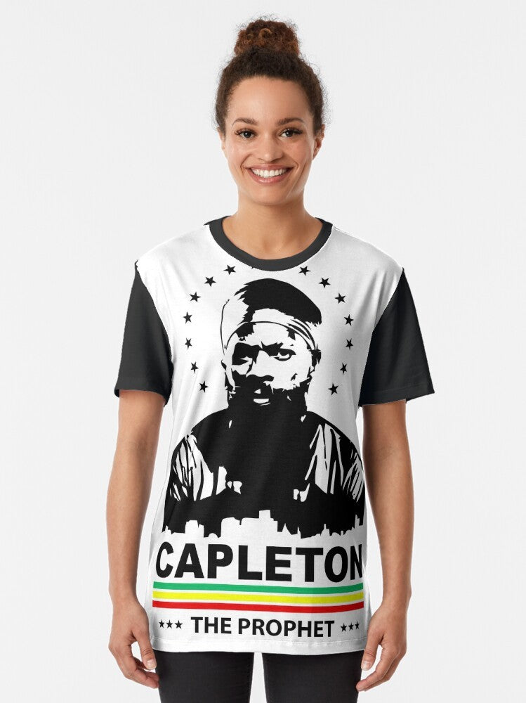 Vintage graphic t-shirt featuring The Reggae Prophet Capleton, a skinhead reggae boss design - Women