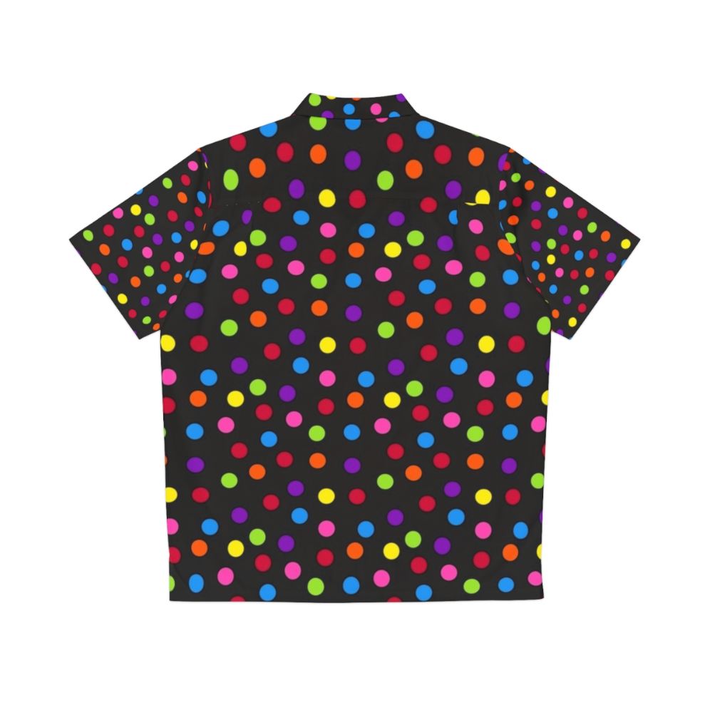 Black rainbow multi color confetti polka dot Hawaiian shirt - Back