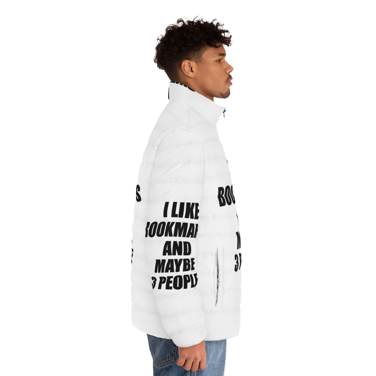 Bookmarks Lover Funny Puffer Jacket - men side right