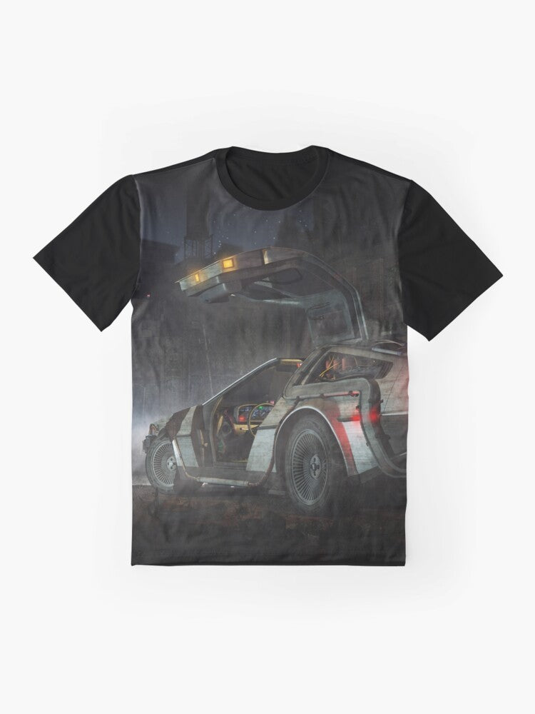 Back to the Future Delorean Time Travel Graphic T-Shirt - Flat lay