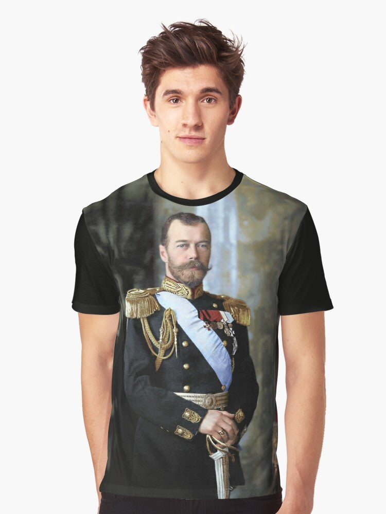 Graphic t-shirt featuring a portrait of Tsar Nicholas II of Russia - Men