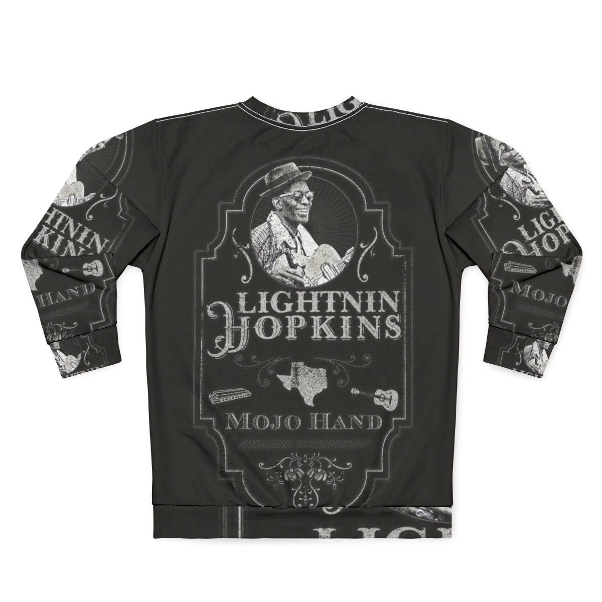 Lightnin Hopkins Tribute Blues Guitar Sweatshirt - Back