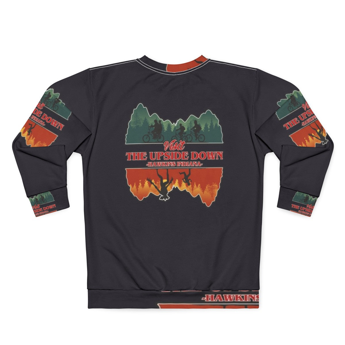 Upside down stranger things retro style sweatshirt with demogorgon design - Back