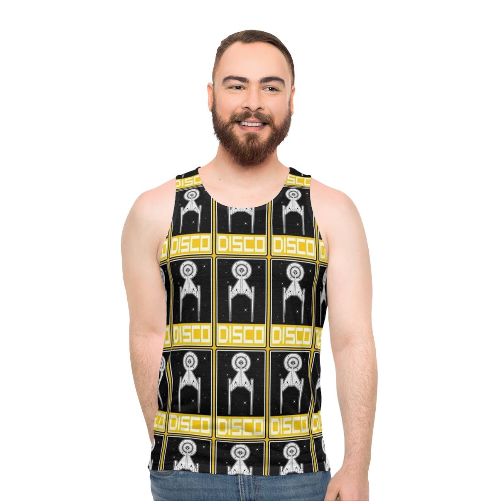 Disco Yellow Unisex Retro Sci-Fi Tank Top - men