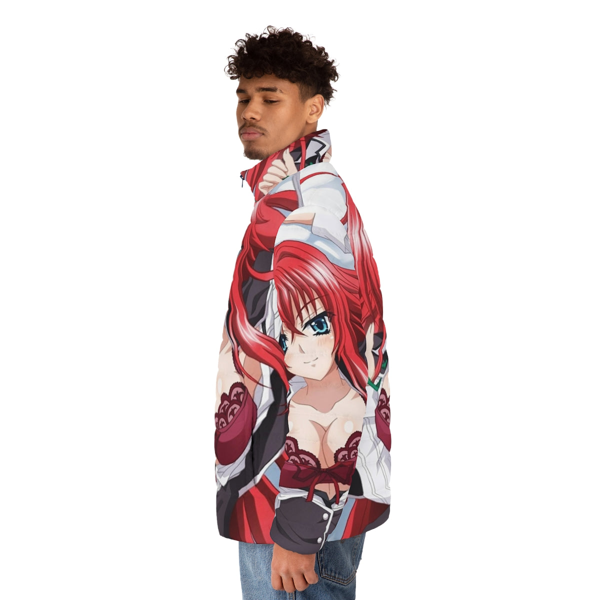 Rias Gremory Puffer Jacket - Highschool DxD Anime Cosplay Apparel - men side left