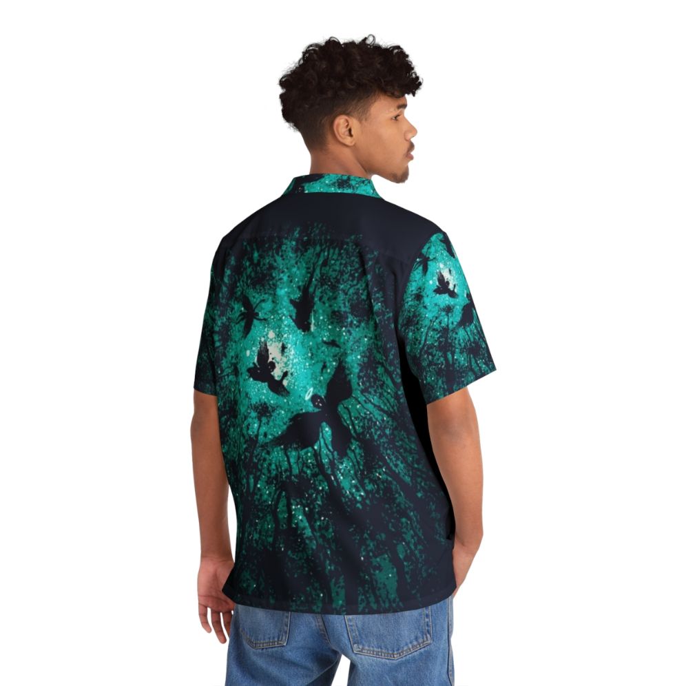 Celestial Angels Hawaiian Shirt with blue, forest, and nature motifs - People Back