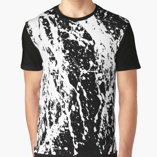 Black and white paint splatter graphic t-shirt