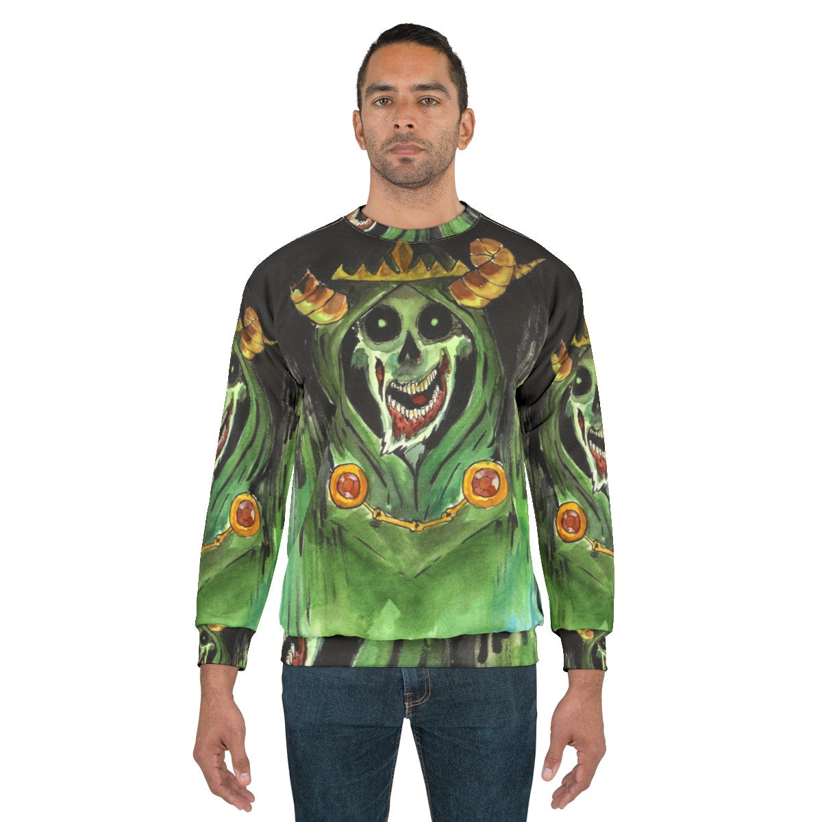 The Lich Horror Sweatshirt with skull and zombie design - men