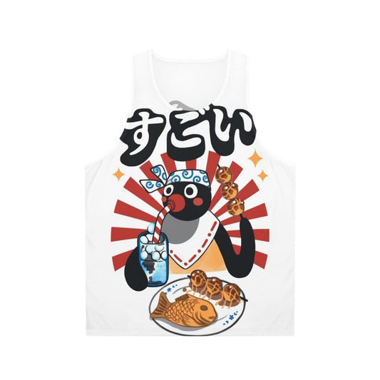 Unisex tank top with retro cartoon penguin design